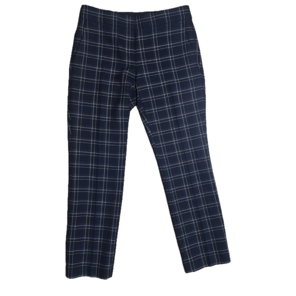 Ann‎ Taylor Devin Fit Women's Navy Blue Plaid Stripes Trousers Size 0